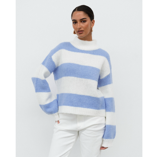 BLUE AND WHITE STRIPE KNIT