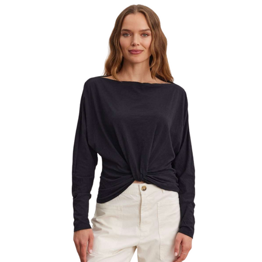 HALLIE LONG SLEEVE IN YACHT - COTTON SLUB