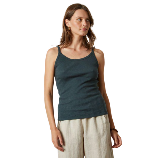 ALIZA RIBBED SINGLET IN METEOR - COTTON SLUB