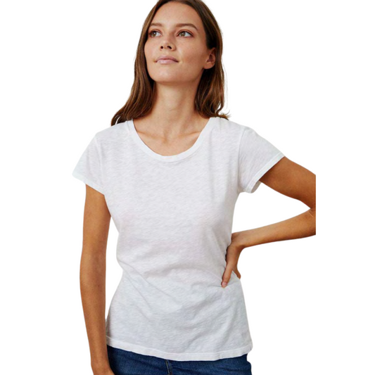 ODELIA TEE IN WHITE - COTTON SLUB